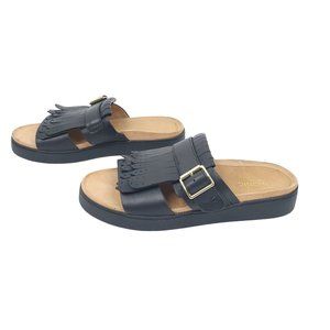 Vionic Black Fillmore Slide Sandals Kiltie Size 9 Slip On Shoe Adjustable Buckle